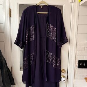 Maya Brooke Dress with sequins jacket in purple